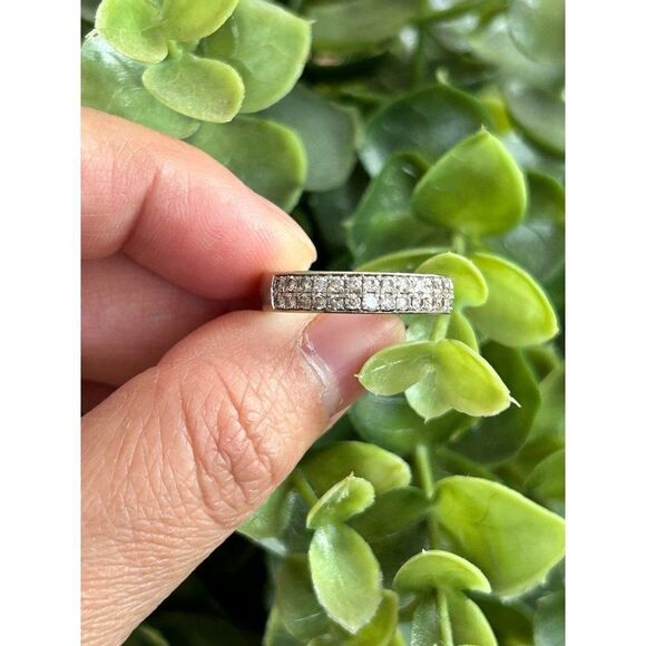 14k WG 2-Row Diamonds Band Ring - Picture 8 of 11